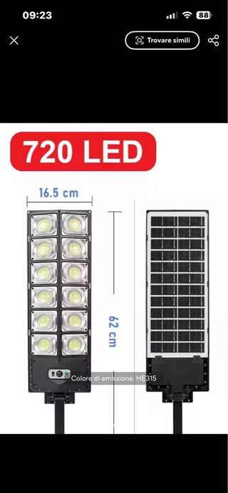 Lampione LED nero e argento