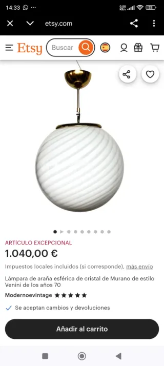 Lámpara colgante Murano vintage. "Último precio".