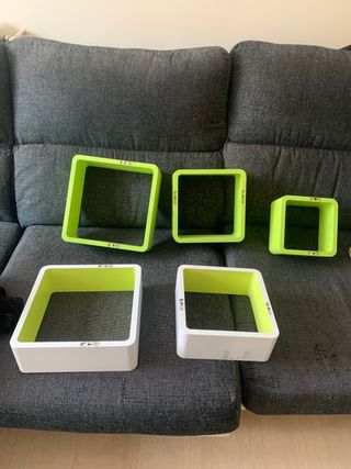 Estanterías Cubo Decorativas (Verde y Blanco)