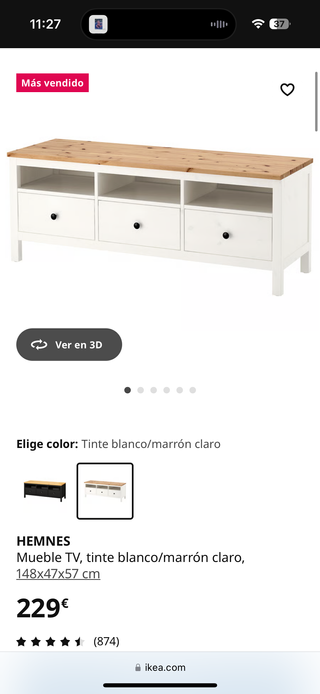 Mueble TV Comedor Hemnes IKEA Blanco