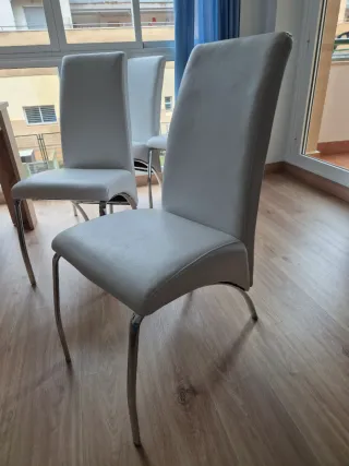 4 Sillas Comedor Blancas Piel Sintética