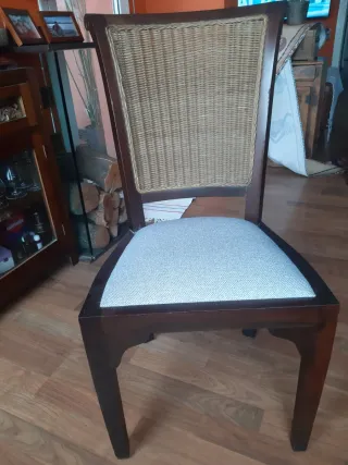 6 Sillas de Comedor Madera y Mimbre