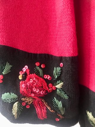 Jersey Navideño Vintage Rojo Cardenales Bordados L