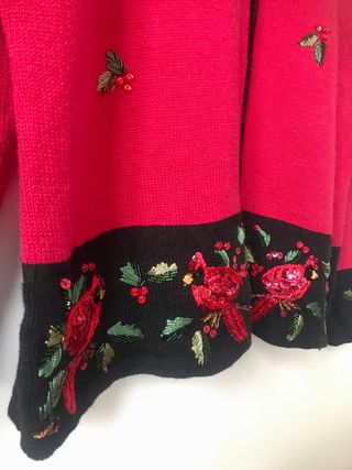 Jersey Navideño Vintage Rojo Cardenales Bordados L