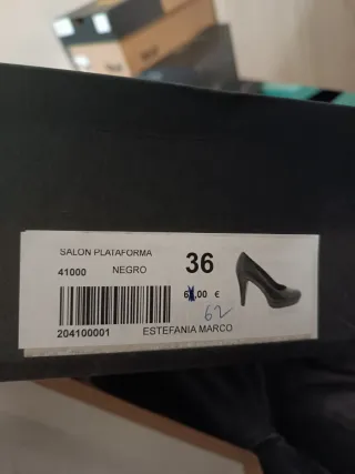 Zapatos de salón negros tacón plataforma talla 36