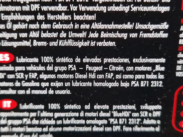 Aceite Motul Specific 0W30 SAE 5L 2312