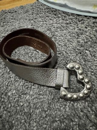 Cintura Moschino Jeans Pelle Cuore Argento 90 cm