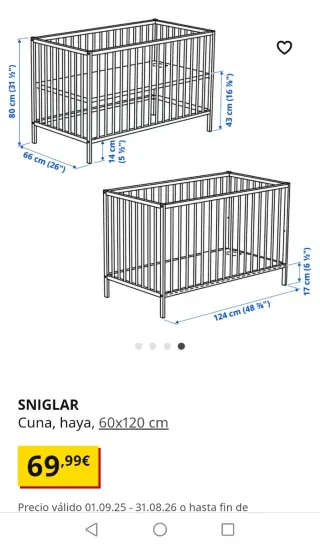 Cuna de madera Ikea Bressol