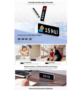 Ulanzi TC001 Reloj LED Píxel Blanco