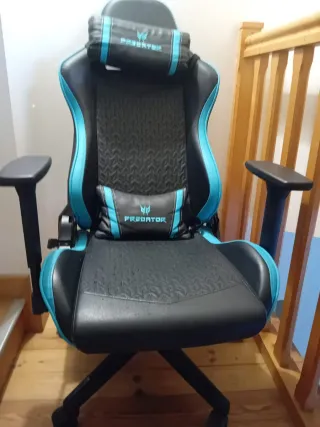 Silla Gamer Predator Negra y Turquesa
