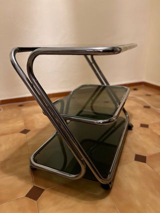 Mesita auxiliar cristal y metal