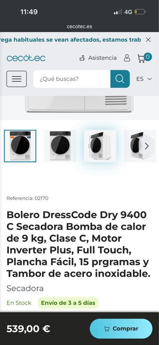 Secadora Cecotec 9kg Nueva