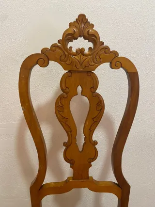 4 Sillas Antiguas Madera y Tela