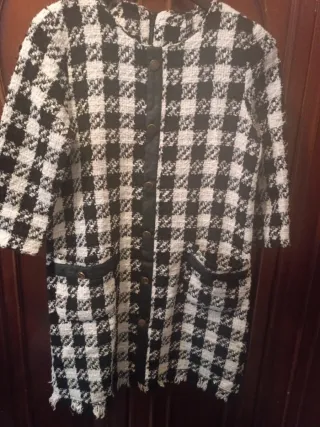 Vestido cuadros blanco y negro