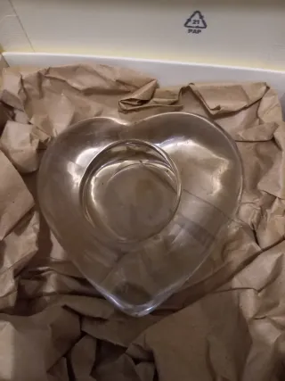 Portacandele a forma di cuore in vetro