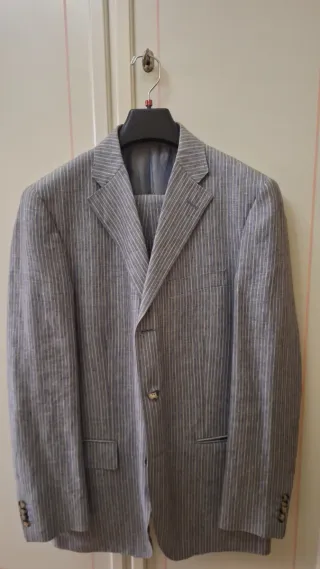 Completo uomo puro lino grigio taglia 50