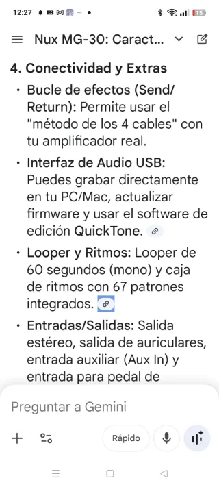 Pedalera Nux MG30 Guitarra Multiefectos.