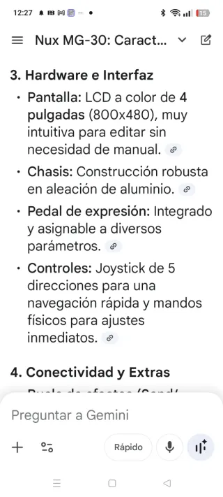 Pedalera Nux MG30 Guitarra Multiefectos.