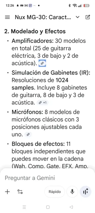 Pedalera Nux MG30 Guitarra Multiefectos.
