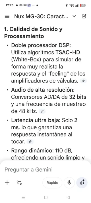 Pedalera Nux MG30 Guitarra Multiefectos.