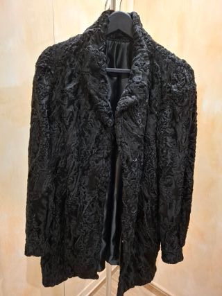 Abrigo Vintage Piel Astracán Negro