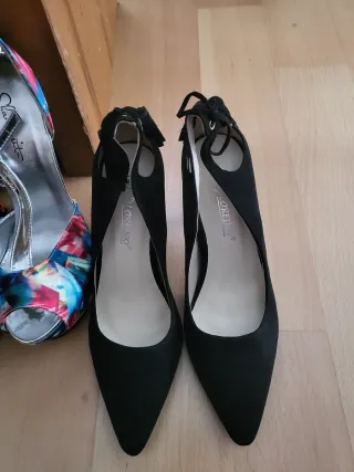 Zapatos de fiesta tacón beige y negro