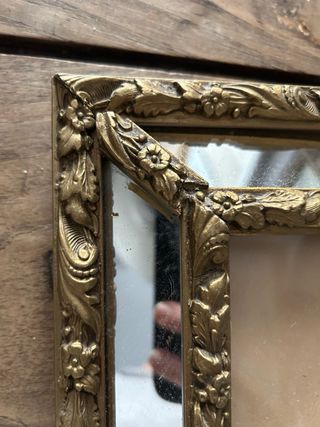 Marco antiguo dorado madera y espejo