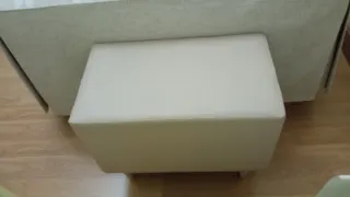 Banco tapizado piel sintética beige