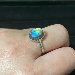 Anillo Plata Labradorita Natural