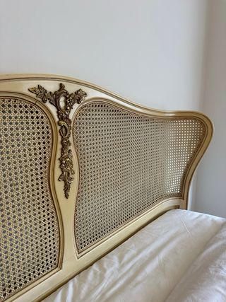 Cama antigua madera y ratán con somier