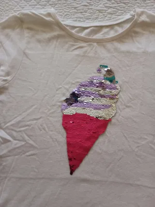 Camiseta niña lentejuelas helado