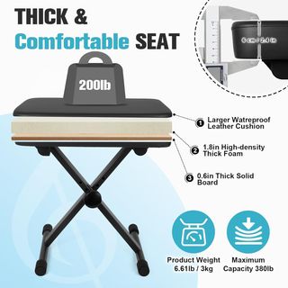 Taburete Piano Ajustable Negro