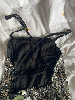 Vestido H&M lentejuelas negro/plata