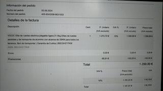 Silla ruedas eléctrica plegable ultraligera VOCIC