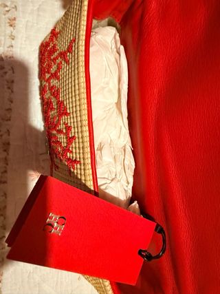 Bolso Carolina Herrera Beige y Rojo