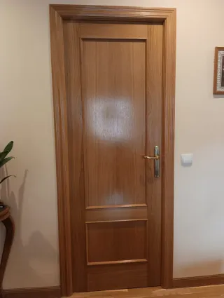 Puerta de roble con marco y manilla. Tamaño 62,7