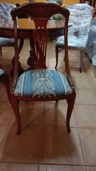 Conjunto Sofá y Sillones Azul Estampado