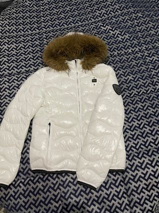 Blauer Chaqueta Blanca Mujer con Capucha