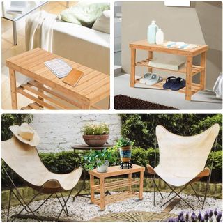 Banco - Zapatero de bambú 3 niveles 70x45x28 cm