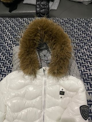 Blauer Chaqueta Blanca Mujer con Capucha