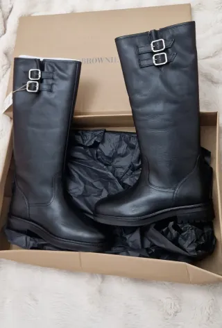 Botas altas de piel Brownie