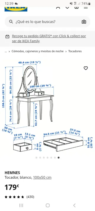 Tocador Ikea Hemnes Blanco