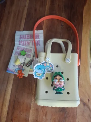 Bolso RUBBER MON'TER viral beige/naranja