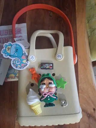 Bolso RUBBER MON'TER viral beige/naranja