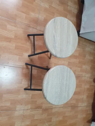 2 Banquetas Plegables Madera y Metal