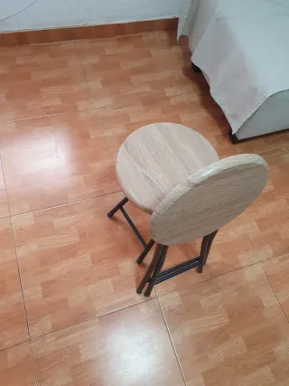 2 Banquetas Plegables Madera y Metal