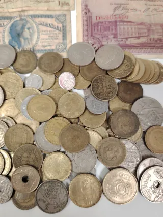 Lote monedas y billetes españoles