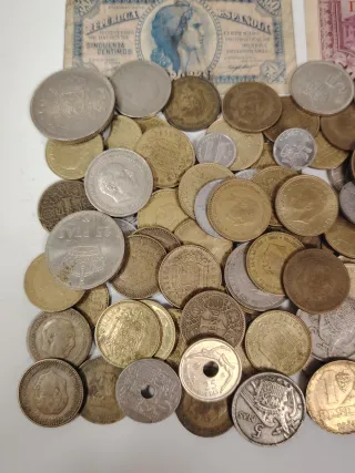 Lote monedas y billetes españoles
