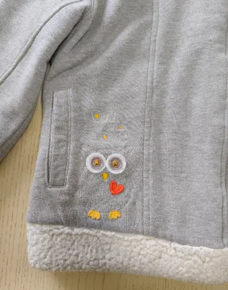 Giacca per bambina con cappuccio e stampa gufo