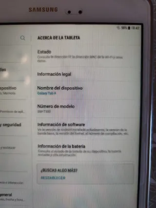 Tablet Samsung Galaxy Tab A SM-T550 Blanca